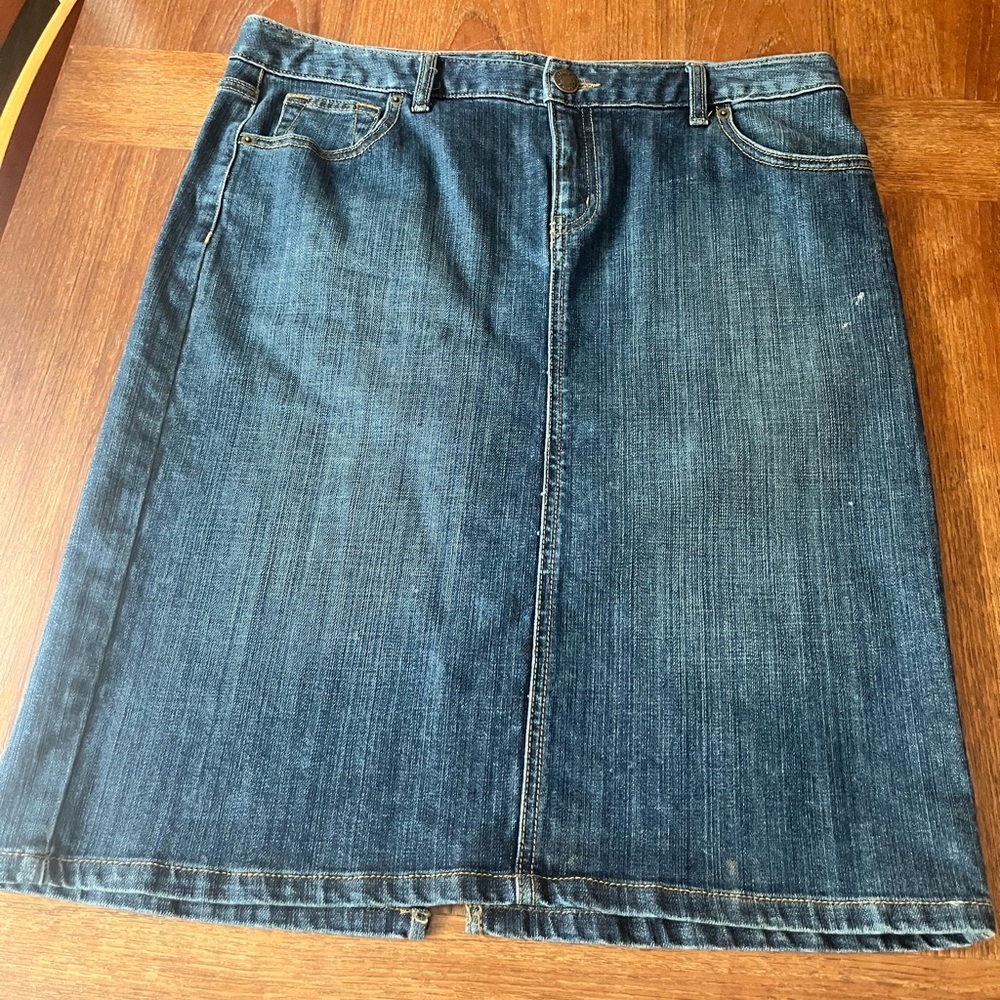 Lands' End Classic Blue Denim Pencil Skirt